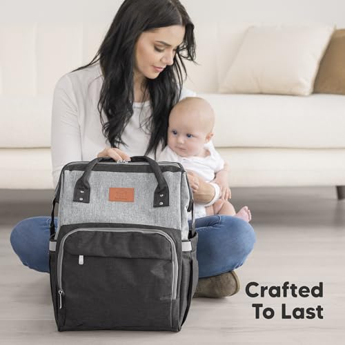 KeaBabies Baby Diaper Bag Backpack - Large Baby Bag for Boys, Girls, Waterproof Multi Function Travel Diaper Backpack with Changing Pad, Durable Travel Essentials for Moms and Dads (Graphite) - color: Graphite