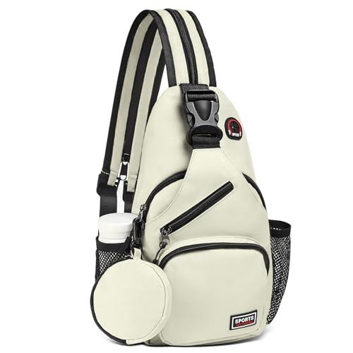 Convertible Sling Bag with Coin Pocket, 7.9" Tablet Crossbody Mini Backpack with Headphone Jack Casual Pack for Women Men Travel, White - color: White, size: Small