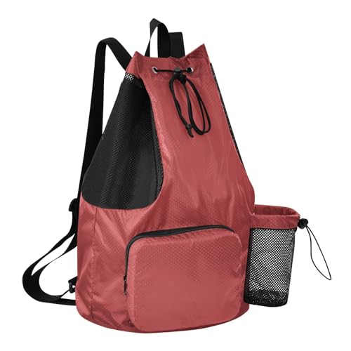 ODAWA Gym Bags for Men Backpack Titian Red Drawstring Backpacks with Pockets for Gym - color: Titian Red