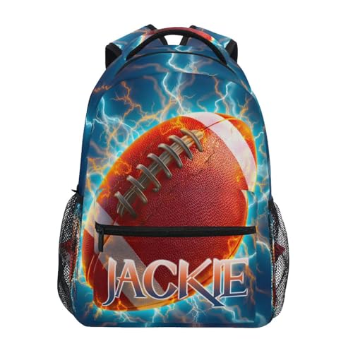 susiyo Custom Name Backpack Personalized School Bookbag Lightning American Football Lightweight College Back Pack Travel Camping Casual Daypack for Teens Girls Boys Women Men - color: Custom Football