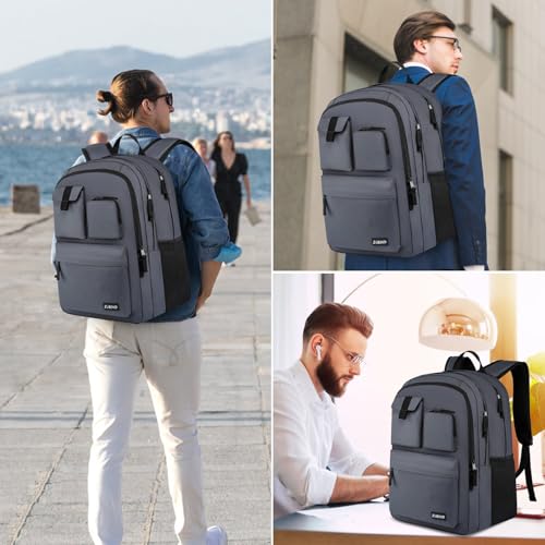 ZUBOND Backpack for Men & Women, Backpacks for School Teen Boys & Girl, Student Bookbag 17.3 inch Laptop Compartment with USB Charging Port for High Middle School, Black Travel Casual Bag - size: 17.3 Inch