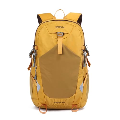 35L Hiking Backpack Waterproof Rucksack Large Lightweight Daypack with Reflective Strip Durable Nylon Backpack for Women Men Camping Climbing Travel Outdoor Sports Yellow - color: Yellow