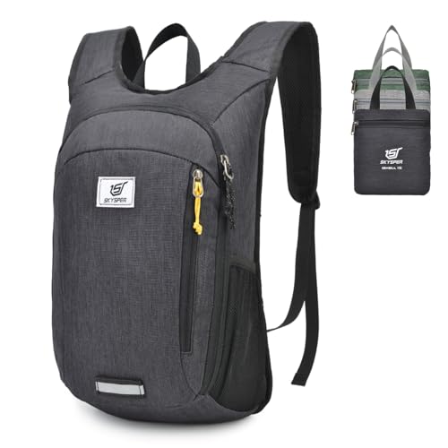 SKYSPER Small Daypack 10L/15L/20L Hiking Backpack Packable Lightweight Travel Day Pack for Women Men - color: Black, size: 15l