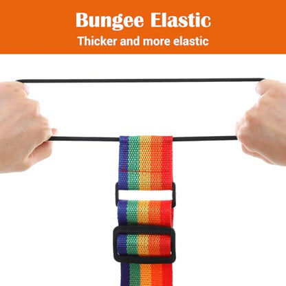 2PC Luggage Straps Bag Bungee, Multi Use Strong Adjustable Luggage Connector Straps Flexible Elastic Fastening Bag Strap Travel Accessories to Connect Two Suitcases