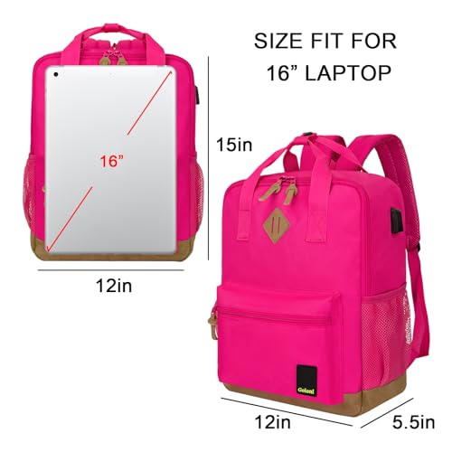 Goloni Small Carry On Travel Backpack with USB Charging Port, Lightweight Water Resistant Mini Carry-on Backpack for Men Women, Compact Personal Everyday Backpack,Rose - color: Rose