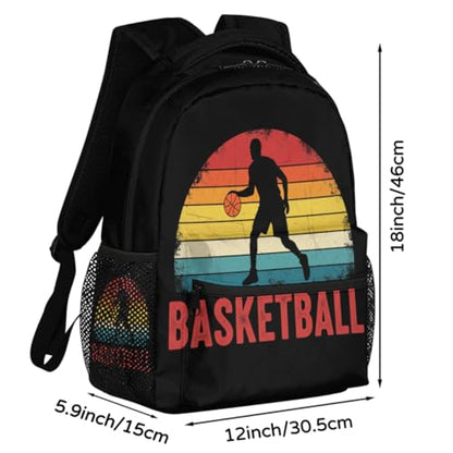 School Backpack Travel Bag for Women & Men - Basketball Lightweight Boys Girls Bookbag Daypack Fits 15.6 Inch Laptop for College Students, Middle High School, Teens