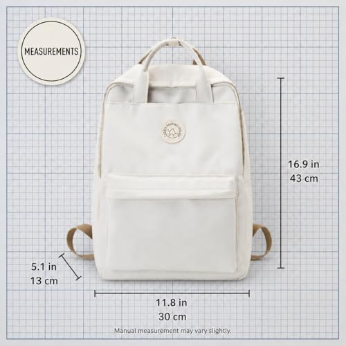 Minimalist Backpack for Women & Men, Lightweight Polyester Laptop Backpack 15 Inch, Casual Travel Daypack (White) - color: White