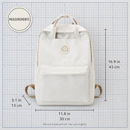 Minimalist Backpack for Women & Men, Lightweight Polyester Laptop Backpack 15 Inch, Casual Travel Daypack (White) - color: White