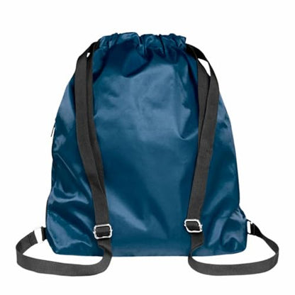 Nfinity Drawstring Backpack Large Capacity Multi-Compartment Cinch Bag - color: Navy Blue