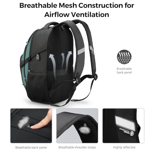 Swissdigital Design Laptop Backpack for Men with USB Charging Port SD803-27 - color: Lake Green/Black