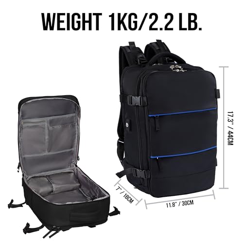 Airline Flight Approved Multifunctional Large Travel Backpack For Women Man,Travel Essentials,Carry On/Personal Item Backpack Under 18x14x8,Laptop Backpack,AntiTheft pocket,USB port