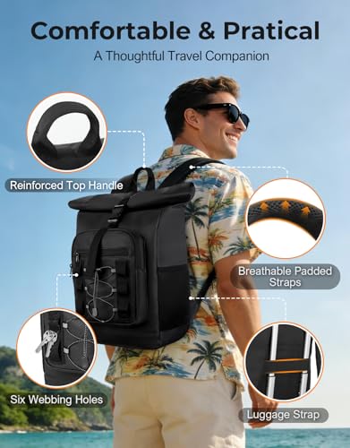 ISEYOU Rolltop Cooler Backpack, 36 Cans Insulated Backpack for Men & Women, Keeps Cold for Up to 20 Hours, Waterproof & Leak Proof Cooler Bag for Picnic, BBQ Camping, Lunch, Beach, Hiking