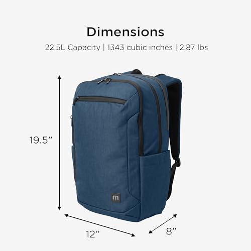 TravisMathew Duration Backpack with Laptop Sleeve, Water-Resistant Bag for Work, Travel & Hiking, Navy Heather - color: Navy Heather