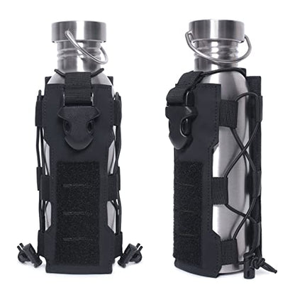2023 Upgrade Laser Cut Design Molle Radio Pouch Holder & Molle Adjustable Water Bottle Holder 40 oz,Black/Green/Coyote Tan Tactical Bottle Pouch for Backpack Belt - color: Tan