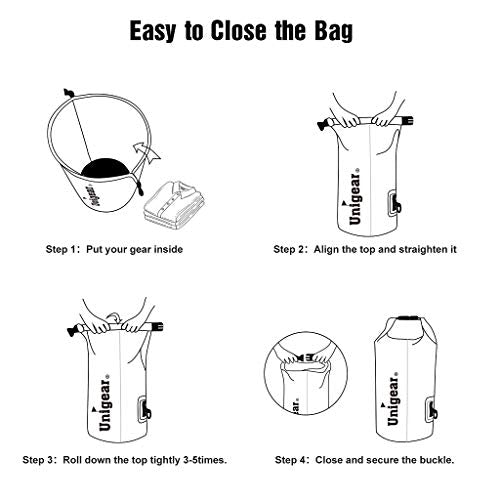 Unigear Dry Bag Waterproof, 2L/5L/10L/20L/30L/40L Floating and Lightweight Bags for Kayaking, Boating, Fishing, Swimming and Camping with Waterproof Phone Case - color: White, size: 5L