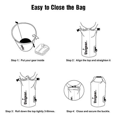 Unigear Dry Bag Waterproof, 2L/5L/10L/20L/30L/40L Floating and Lightweight Bags for Kayaking, Boating, Fishing, Swimming and Camping with Waterproof Phone Case - color: White, size: 5L