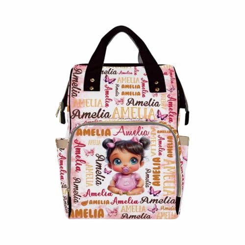 Custom Diaper Bag with Name, Christmas Personalized School Bag, Monogram Nappy Backpack with Thermal Pockets for Adults Kids, Large Capacity Waterproof Diaper Bag Xmas Gift - color: A-color-4