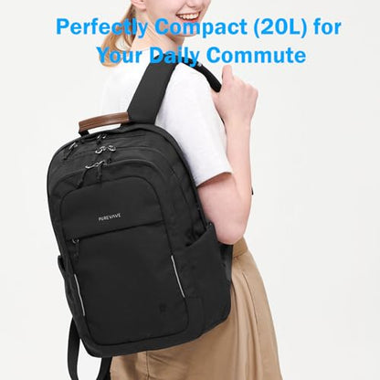 PUREVAVE YKK Zipper Travel Laptop Backpack for Men, and Women - color: Charcoal Black