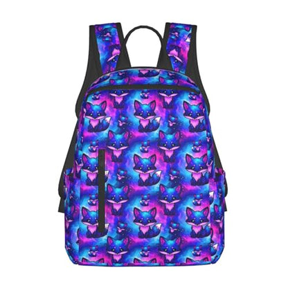 Stylish Daily Shoulder Backpack Galaxy Fox Pattern, Practical Multi-scene Daypack for Road Trip Picnic Walking Men Women - color: Picture (821)