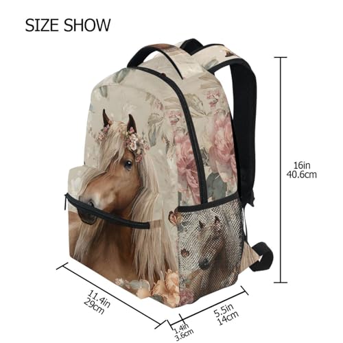 susiyo Retro Flower Horse School Backpack Bookbag Lightweight College Back Pack Travel Camping Casual Daypack for Teens Girls Boys Women Men - color: Retro Flower Horse