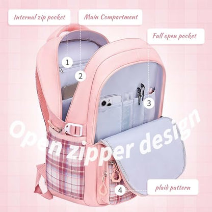 Girls Backpack Kids Backpack for Girls School Kawaii Bookbag Book Bag for Elementary Primary School - color: Purple-gz