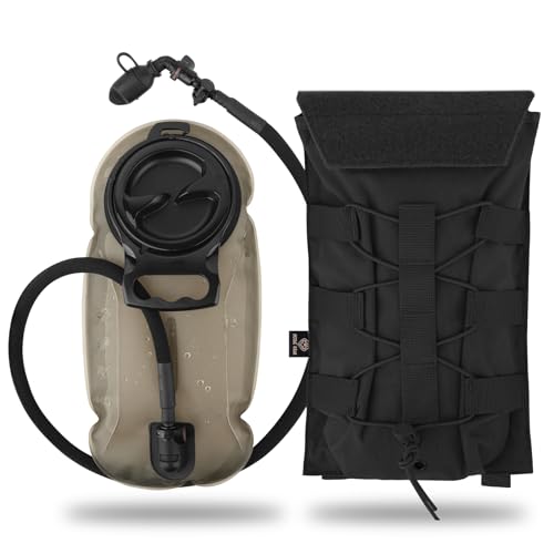 PETAC GEAR 1.5L / 3L Tactical Hydration Pack，Molle Carrier Pouch for 50 oz /100 oz Hydration Bladder Daypack Water Backpack. - color: BK, size: 1.5L combination set