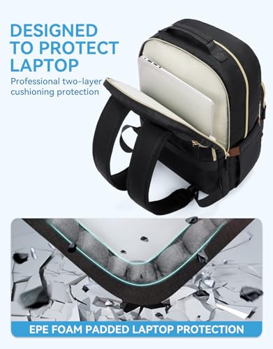 BOSTANTEN 15.6 Inch Laptop Backpack for Women- College Teacher Computer Bag Travel Backpack Purse Brown＆Black