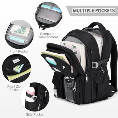 ACESAK Backpack for Girls - Girls Backpack with Lunch Bag & Pencil Pouch for Teen Kids Laptop Backpack for Women, Elementary Middle High School Bookbag Travel Daypack (Black) - color: Black