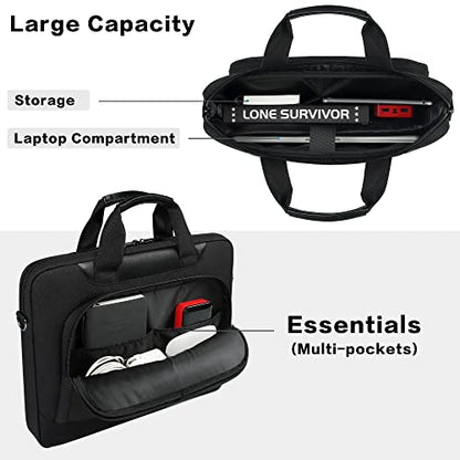 DOMISO 17-17.3 Inch Laptop Bag Large Capacity Laptop Shoulder Case for Dell XPS/Inspiron 17/HP Pavilion 17, Black - color: Black, size: 17 - 17.3 Inch