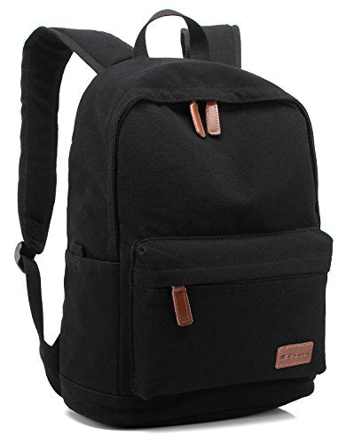 kayond Casual Style Lightweight canvas Laptop Bag/Durable Travel backpacks/Rucksack for Men&Women/Fashion Backpack Fits 15 inch Notebook (Black) - color: Black