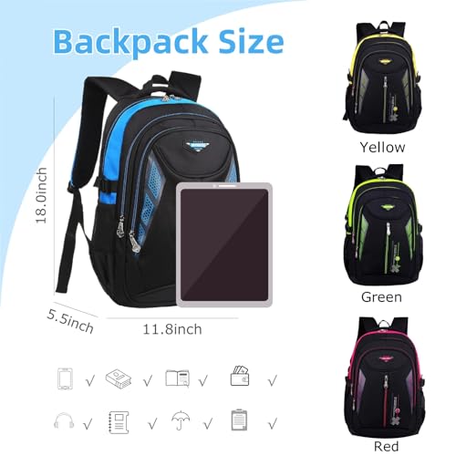 Water Resistant School Bag Durable Travel Camping Backpack for Boys and Girls - color: Blue