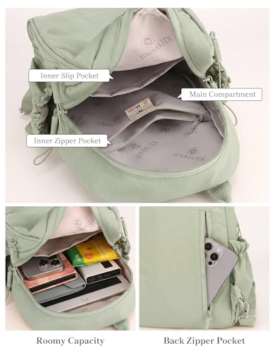 Mini Backpack for Women Nylon Small Backpack Purse Crossbody Sling Bag Convertible Backpack Casual Shopping Daypack (Light Green) - color: Light Green