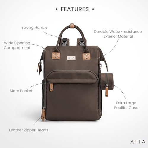 Diaper Bag Backpack, Multifunction Diaper Bag with Changing Station, Stylish Baby Bags, Large Unisex Diaper Backpack for Mom and Dad, Baby Registry Search, Portable Changing Pad – Black Brown - color: Black Brown