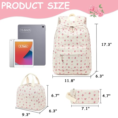 CAMTOP Girls Backpack with Lunch Box Set, Cute Bow School Backpack for Kids, 3-in-1 Lightweight Lunch Bag and Pencil Pouch - color: Pink Butterfly