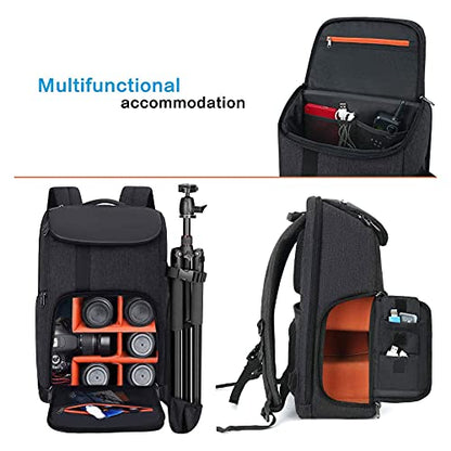 MOSISO Camera Backpack, DSLR/SLR/Mirrorless Large Men/Women Photography Camera Bag Case with 17.3 inch Laptop Compartment&Tripod Holder&Rain Cover Compatible with Canon/Nikon/Fuji/Laptop, Space Gray