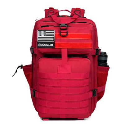 45L Military Tactical Backpack for Men & Women Bug Out Bag Assault pack Molle Daypack Hiking Trekking Rucksack (2.0 side pockets (red)) - color: 2.0 Side Pockets (Red)