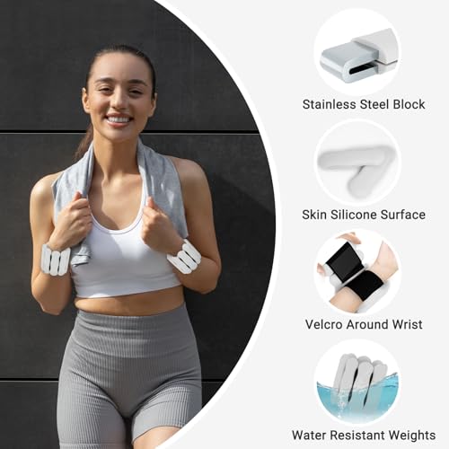 Ankle and Wrist Weights for Women & Men, Adjustable Arm & Leg Weights Set of 2 (1 lb/2 lb Each) Soft Silicone Weighted Bands Weighted Bracelet for Pilates Yoga Dance Walking Running Swimming Water Pool Home Gym Fitness Workout Jogging Gymnastics Aerobics