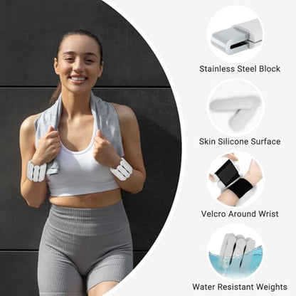 Ankle and Wrist Weights for Women & Men, Adjustable Arm & Leg Weights Set of 2 (1 lb/2 lb Each) Soft Silicone Weighted Bands Weighted Bracelet for Pilates Yoga Dance Walking Running Swimming Water Pool Home Gym Fitness Workout Jogging Gymnastics Aerobics
