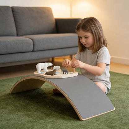 Gecheer 32 Inch Wooden Rocker Board for Kids and Adults – Balance Training, Sensory Integration, Seesaw & Yoga Prop – 300 lb Capacity