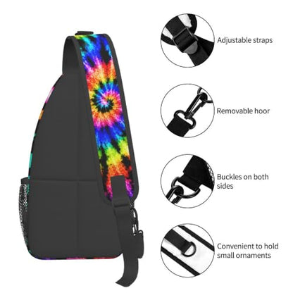 Sling Backpack Unisex Crossbody Chest Bag Shoulder Chest Bag For Women Men Hiking Travel - color: Tie Dye