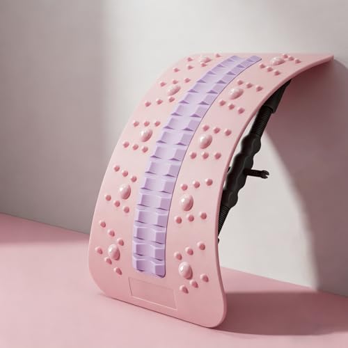 Back Stretcher Device for Lower Back Pain Relief, 3 Level Adjustable Lumbar Board, Back Massager (Pink) - color: Pink