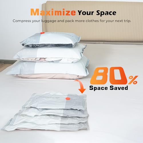 ETENWOLF 10 Pack Reusable Vacuum Storage Bags for Travel with Rechargeable Air Pump,Vacuum Compression Packing Seal for Clothes, Blankets, Seasonal Storage,Carry-On Space Saver Bags in 3 Sizes - size: 10 Combo Set