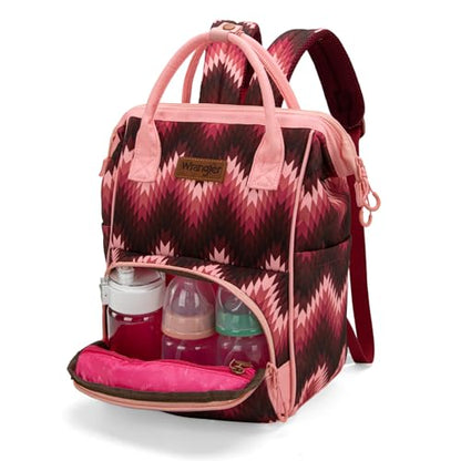 Montana West Wrangler Aztec Callie Diaper Bag Backpack with Stroller Straps Multifunction Baby Travel Bag WG2211-9110DPK - color: Classic Dark Pink