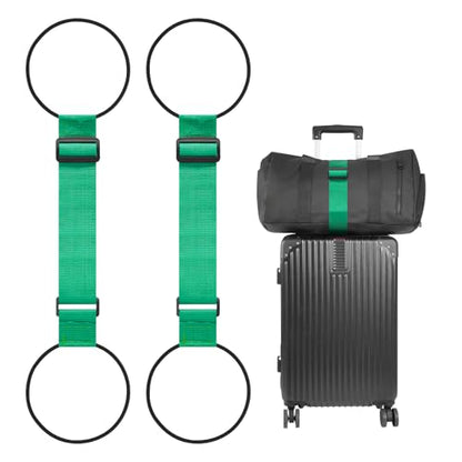 BILIONE Add a Bag Luggage Straps 2 Pack, Adjustable Bungee Elastic Belt to Connect Two Suitcases, Secure Carry On & Travel Essentials (Green) - color: Green, size: 2 Pack