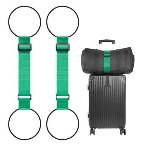 BILIONE Add a Bag Luggage Straps 2 Pack, Adjustable Bungee Elastic Belt to Connect Two Suitcases, Secure Carry On & Travel Essentials (Green) - color: Green, size: 2 Pack