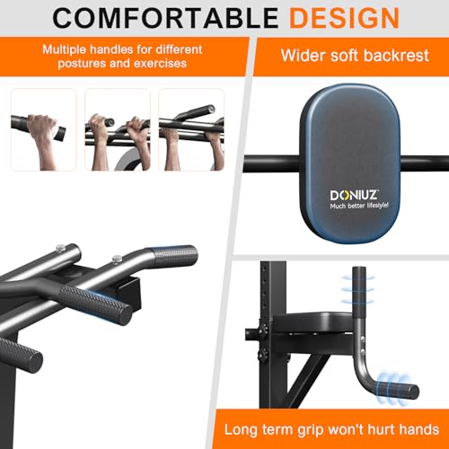 DONIUZ Power Tower Pull Up Bar and Dip Station, Multi-Function Home Gym, Strength Training Fitness Equipment, Height Adjustable - color: Black-02