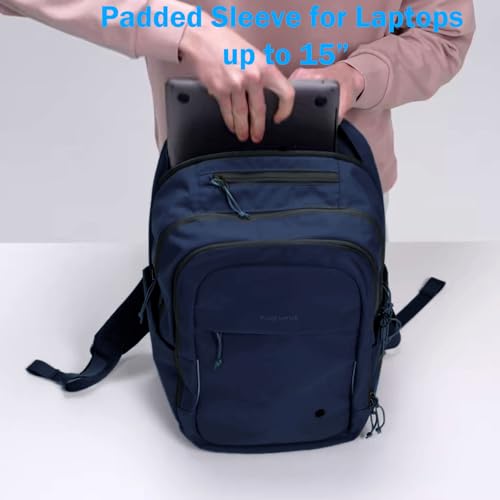 PUREVAVE Laptop Backpack with YKK Zippers for Men and Women - color: Navy Blue