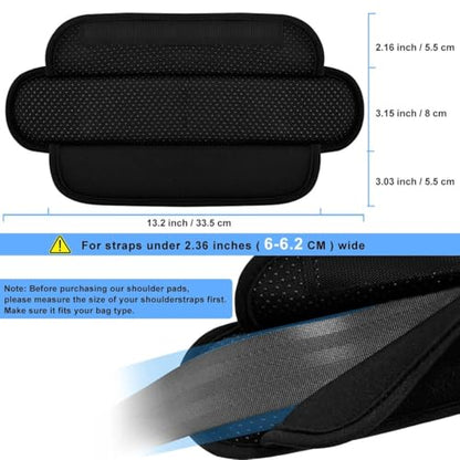 ZINMARK 2-Pack Ultra-Thick 3D Shoulder Pad, Dual-Side Anti-Slip Cushion for Luggage Bag Straps Crossbody Guitar Backpack, Long & Comfortable，Black