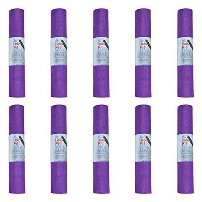10-Pack Yoga Mat, 68" x 24" Non Slip Exercise Mat, 4mm Thick Gym Mat for Fitness and Stretching, Bulk Non Toxic Yoga Mats for Schools and Studios - color: Purple