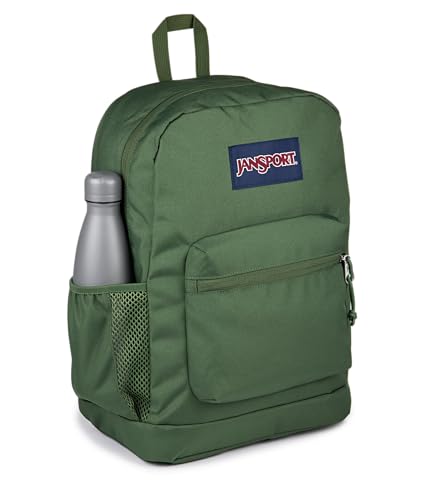 JanSport Cross Town Plus Backpack - Large Main Compartment, Side Water Bottle Pocket, 15-Inch Padded Laptop Sleeve - Cargo Green - color: Cargo Green